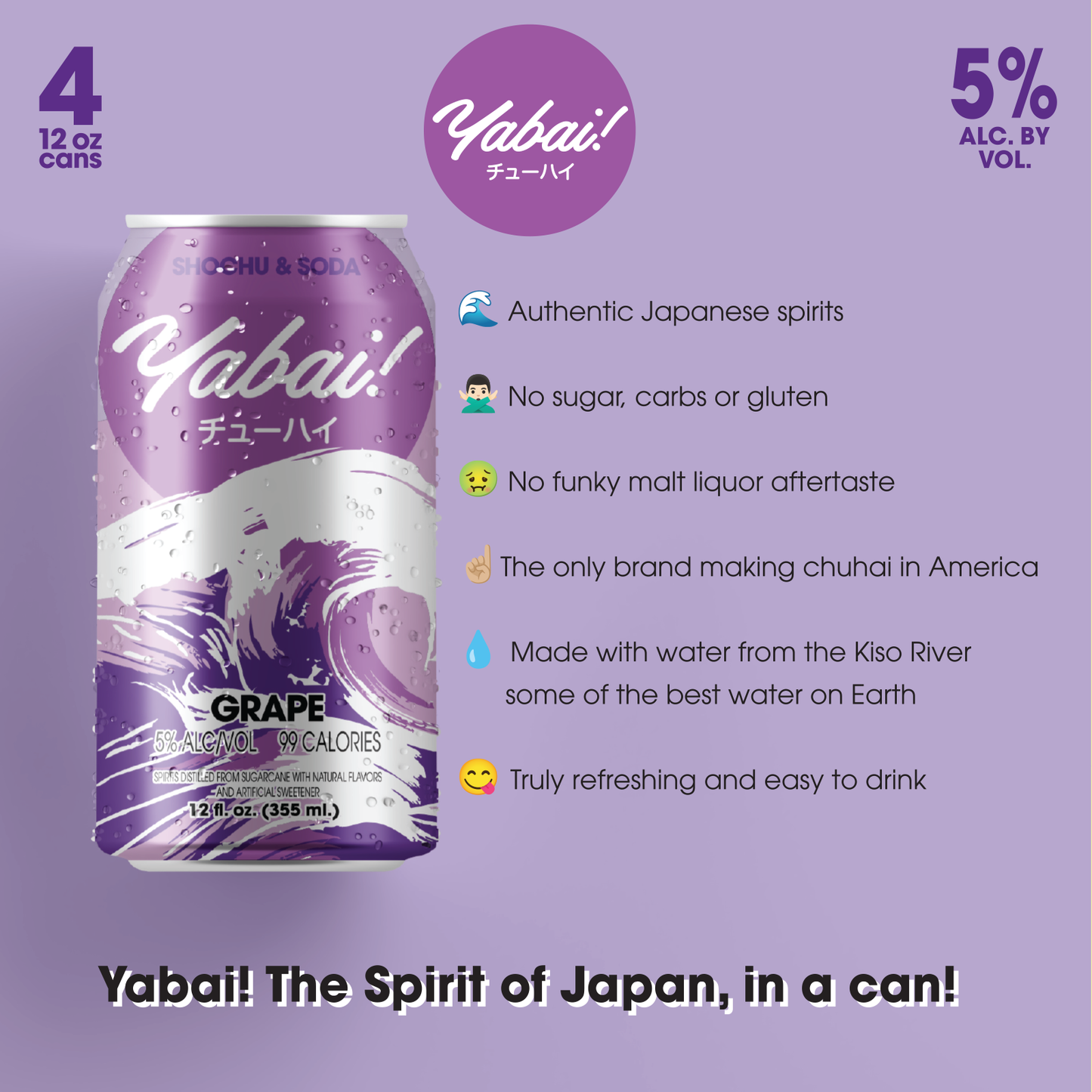 Yabai! Grape - Four, 12 oz cans